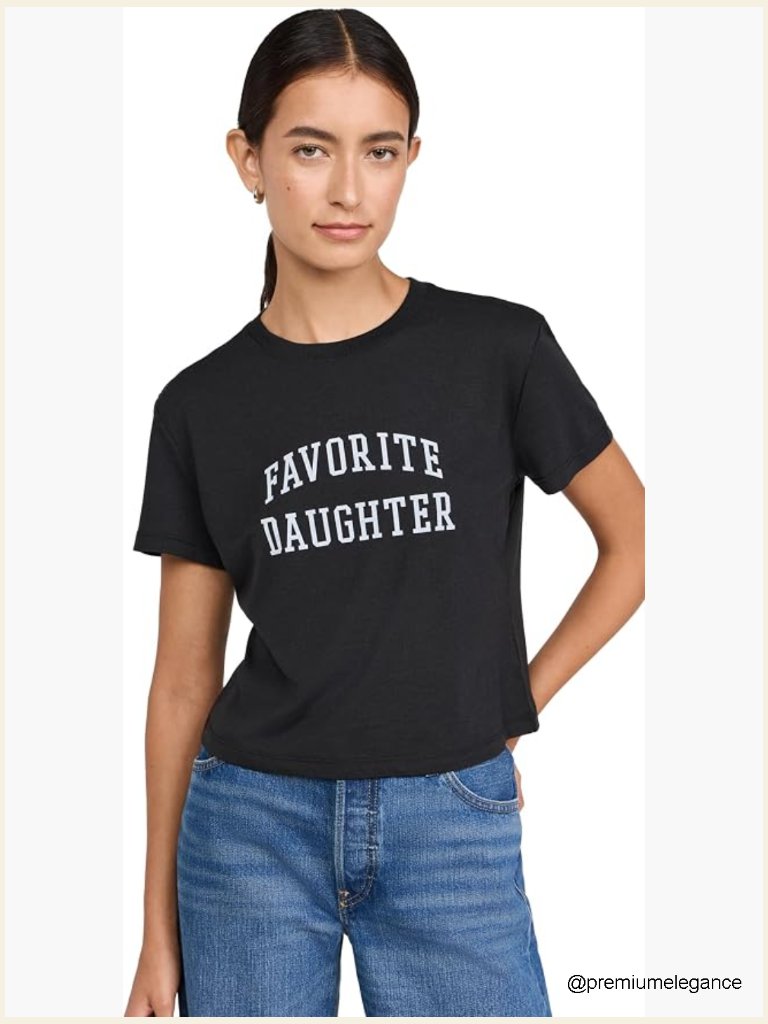 Cropped Collegiate Tee - Lightweight Jersey, Crew Neck, Short Sleeve, Crop Top,